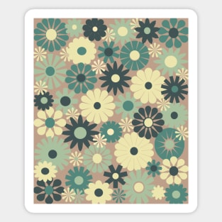 Pastel Floral Pattern Vintage Flowers Scandinavian Type Magnet